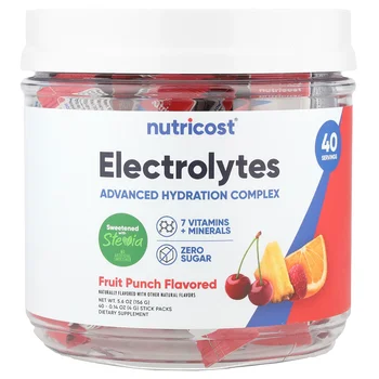Electrolytes, Advanced Hydration Complex, Fruit Punch, 40 Stick Packs, 0.14 oz (4 g) Each