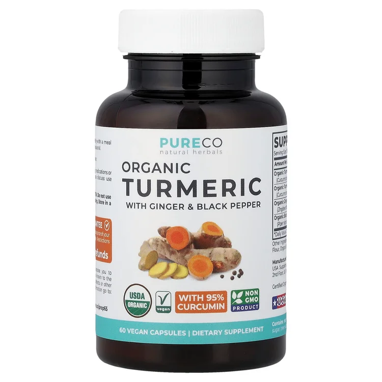 Organic Turmeric with Ginger & Black Pepper, 60 Vegan Capsules image 1