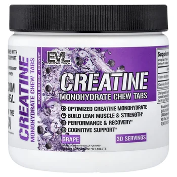Creatine Monohydrate Chew Tabs, Grape, 90 Tablets