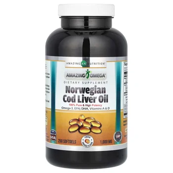 Amazing Omega, Norwegian Cod Liver Oil, Fresh Orange, 1,000 mg, 250 Softgels