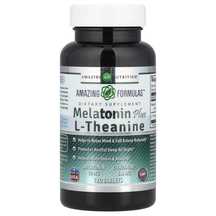 Melatonin Plus L-Theanine, 120 Tablets image 1