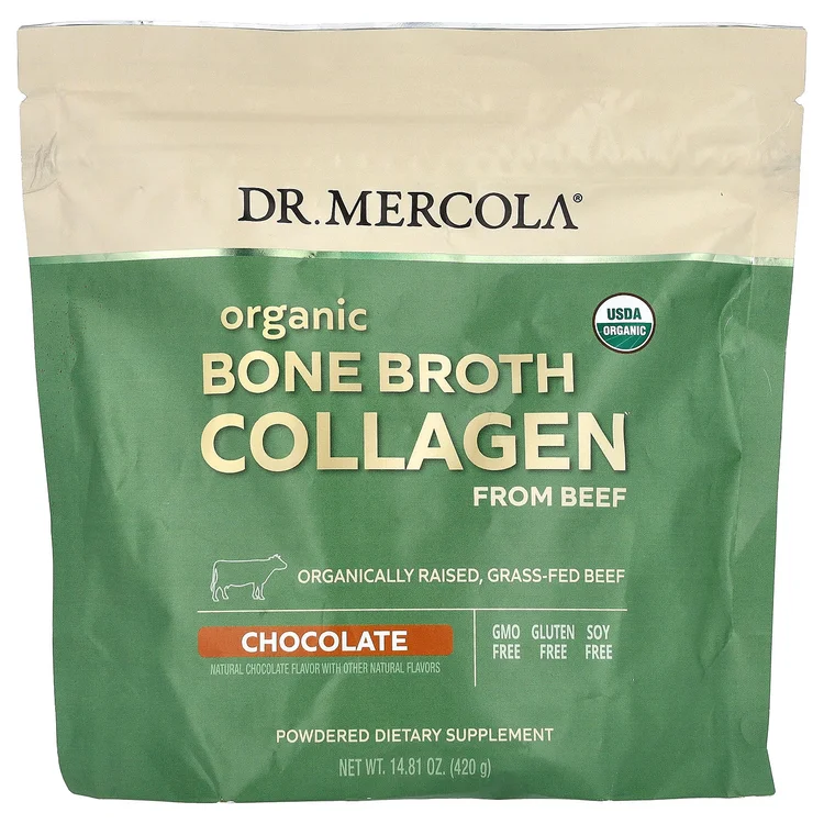Organic Bone Broth Collagen from Beef, Chocolate, 14.81 oz (420 g) image 1