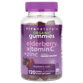 Organic Elderberry, Vitamin C + Zinc Gummies, Raspberry Rush, 120 Gummies