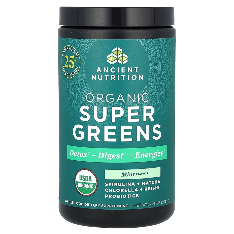 Organic SuperGreens, Mint, 7.23 oz (205 g) image 1