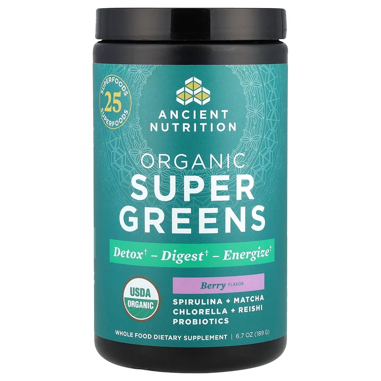 Organic Super Greens, Berry, 6.7 oz (189 g) image 1