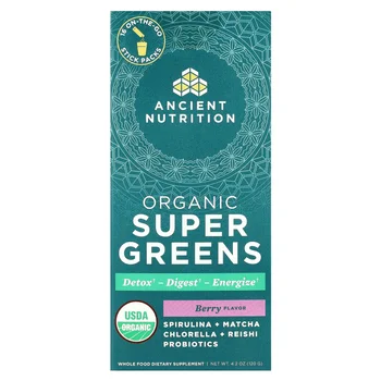 Organic Super Greens, Berry, 16 On-The-Go Stick Packs, 0.3 oz (7.5 g) Each
