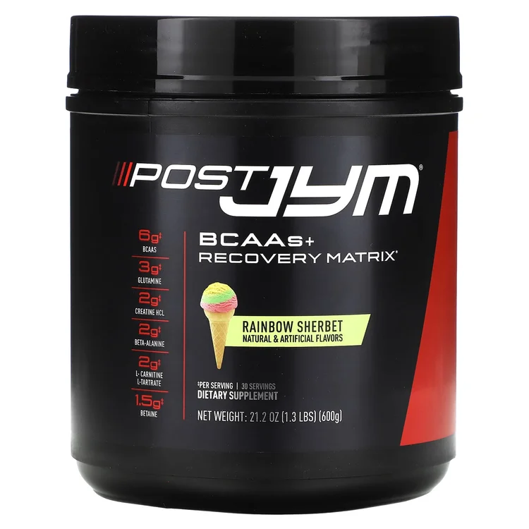 Post JYM, BCAAs + Recovery Matrix, Rainbow Sherbet, 1.3 lbs (600 g) image 1