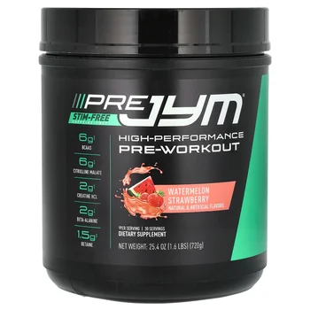 Pre JYM, High-Performance Pre-Workout, Stim-Free, Watermelon Strawberry, 1.6 lbs (720 g)