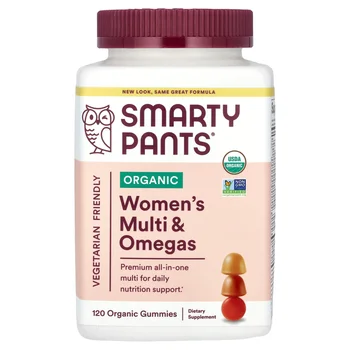 Organic Women's Multi & Omegas, Raspberries, Lemon Lime and Grape, 120 Organic Gummies