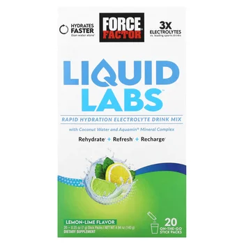 Liquid Labs™, Rapid Hydration Electrolyte Drink Mix, Lemon-Lime, 20 Stick Packs, 0.25 oz (7 g) Each