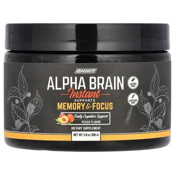 Alpha BRAIN® Instant, Peach, Caffeine Free, 3.8 oz (108 g)