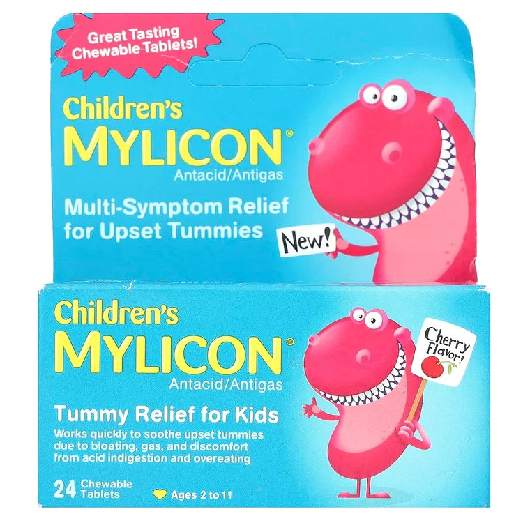 Children's Mylicon, Tummy Relief for Kids, Ages 2-11, Cherry, 24 Chewable Tablets image 1