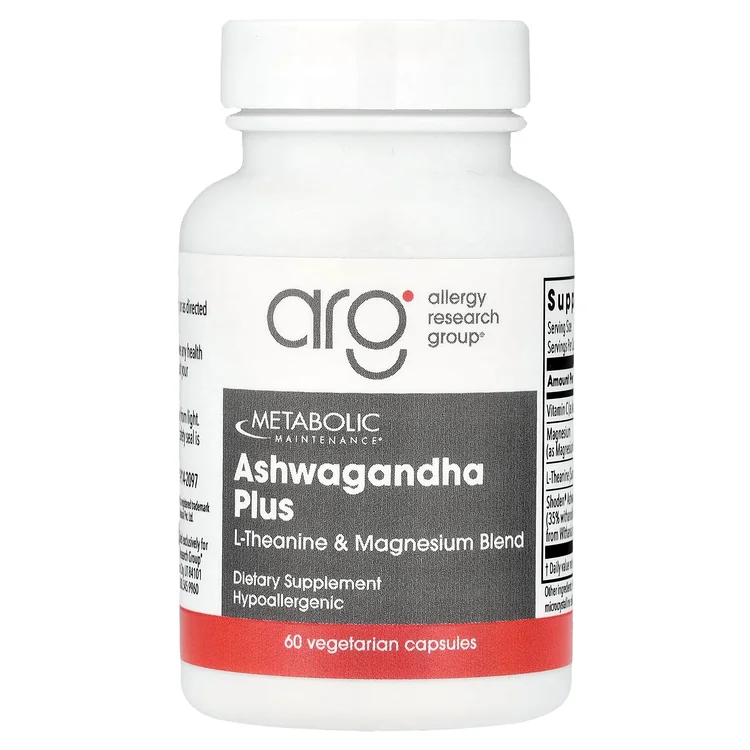 Ashwagandha Plus, L-Theanine & Magnesium Blend, 60 Vegetarian Capsules image 1