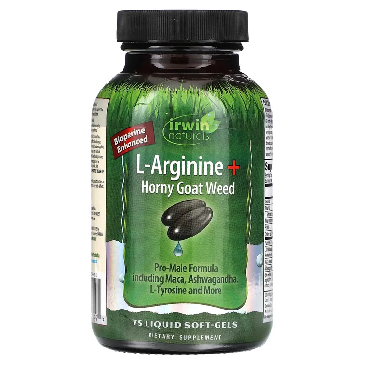 L-Arginine + Horny Goat Weed, 75 Liquid Soft-Gels image 1