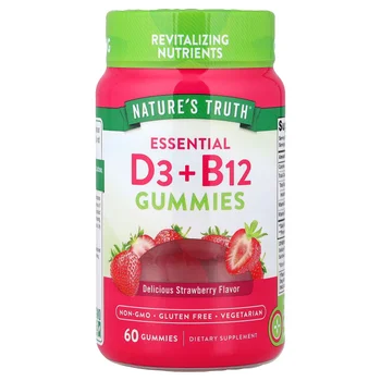 Essential D3 + B12 Gummies, Strawberry, 60 Gummies