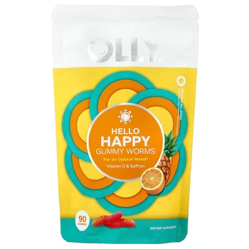 Hello Happy® Gummy Worms, Tropical Zing, 90 Gummies