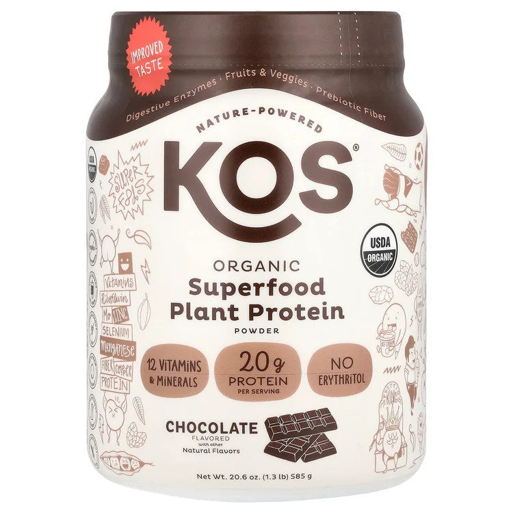 Organic Superfood Plant Protein Powder, Chocolate, 1.3 lb (585 g) image 1