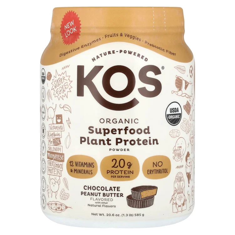 Organic Superfood Plant Protein Powder, Chocolate Peanut Butter, 1.3 lb (585 g) image 1