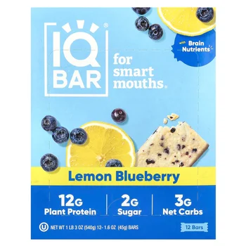 Plant Protein Bar, Lemon Blueberry, 12 Bars, 1.6 oz (45 g) Each