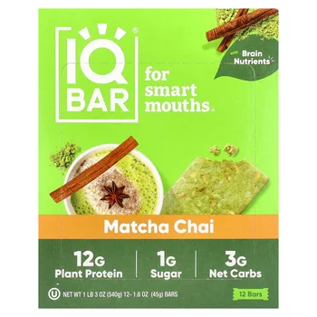 Plant Protein Bar, Matcha Chai, 12 Bars, 1.6 oz (45 g) Each