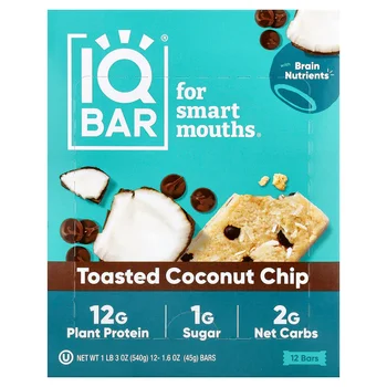 Plant Protein Bars, Toasted Coconut Chip, 12 Bars, 1.6 oz (45 g) Each