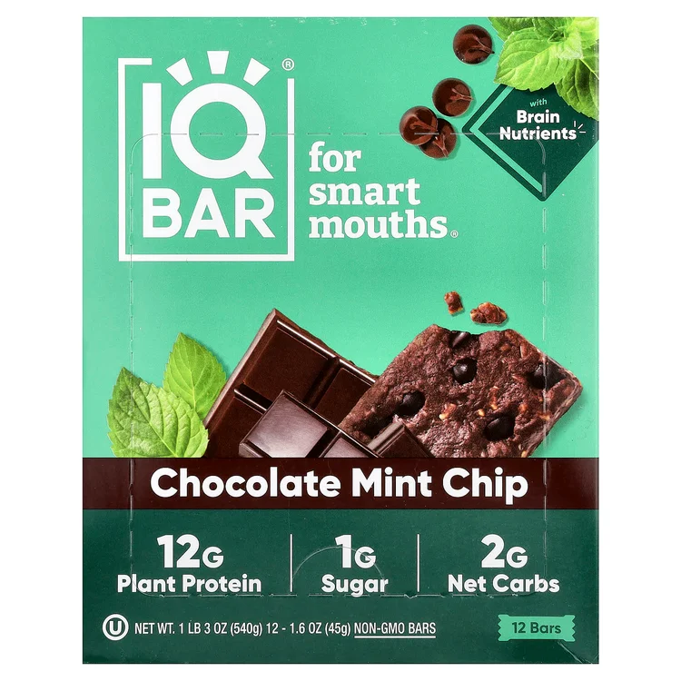 Plant Protein Bars, Chocolate Mint Chip, 12 Bars, 1.6 oz (45 g) Each image 1