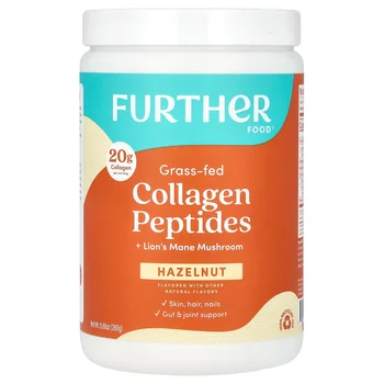 Grass-Fed Collagen Peptides + Lion's Mane Mushroom, Hazelnut, 9.88 oz (280 g)