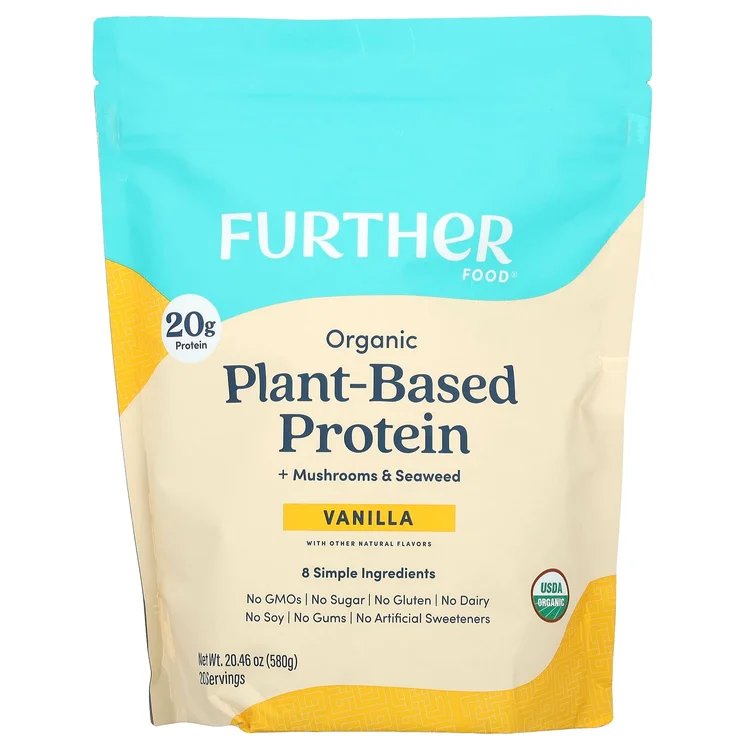 Organic Plant-Based Protein + Mushrooms & Seaweed, Vanilla, 20.46 oz (580 g) image 1