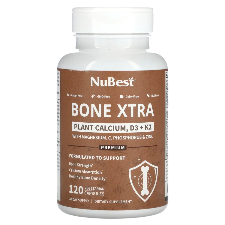 Bone Xtra, Plant Calcium, D3 + K2, 120 Vegetarian Capsules image 1