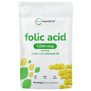 Folic Acid, 1,000 mcg, 500 Softgels