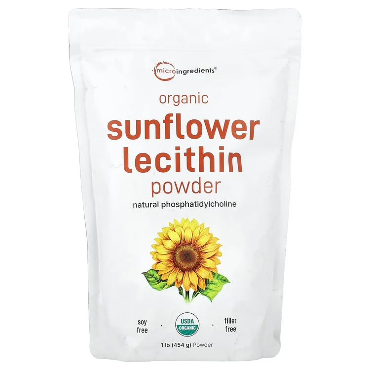 Organic Sunflower Lecithin Powder, 1 lb (454 g) image 1