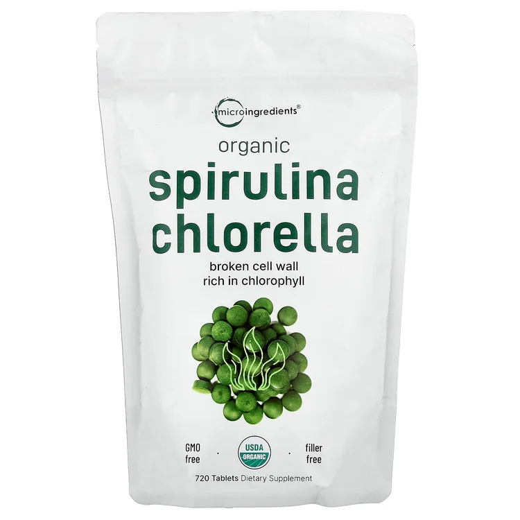 Organic Spirulina Chlorella, 720 Tablets image 1
