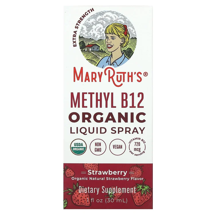 Organic Methyl B12 Liquid Spray, Strawberry, 720 mcg, 1 fl oz (30 ml) image 1