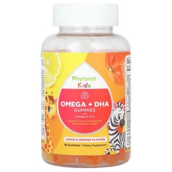 Kids, Omega + DHA Gummies with Omega 3-6-9, Lemon & Orange, 60 Gummies