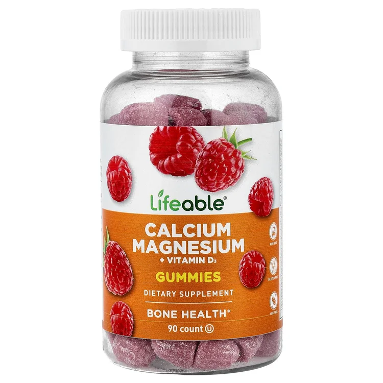 Calcium Magnesium + Vitamin D3 Gummies, Raspberry, 90 Gummies image 1
