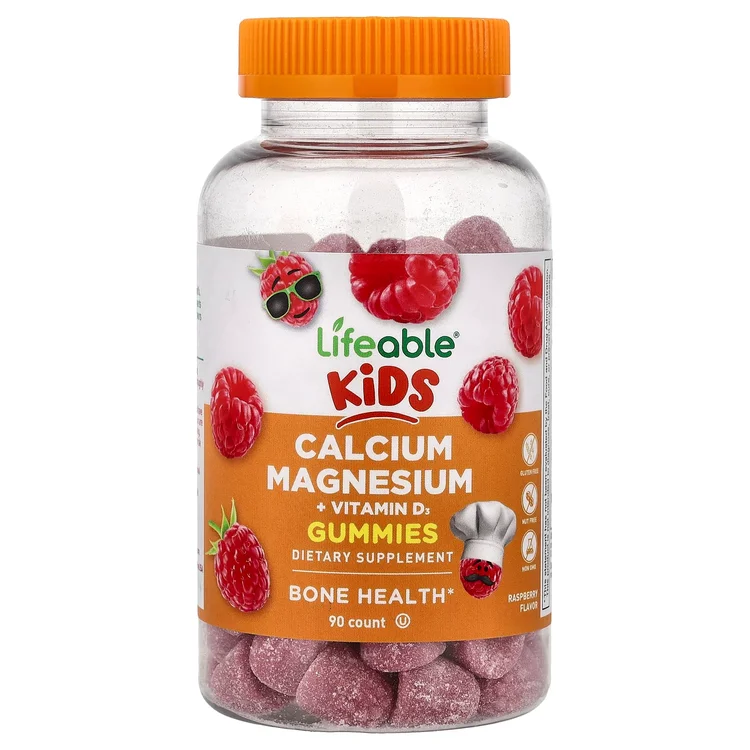 Kids Calcium Magnesium + Vitamin D3 Gummies, Raspberry, 90 Gummies image 1