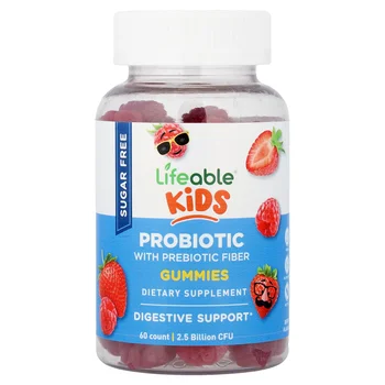 Kids, Probiotic with Probiotic Fiber Gummies, Sugar Free, Berry, 60 Gummies