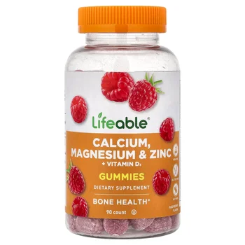 Calcium, Magnesium & Zinc + Vitamin D3 Gummies, Raspberry, 90 Gummies