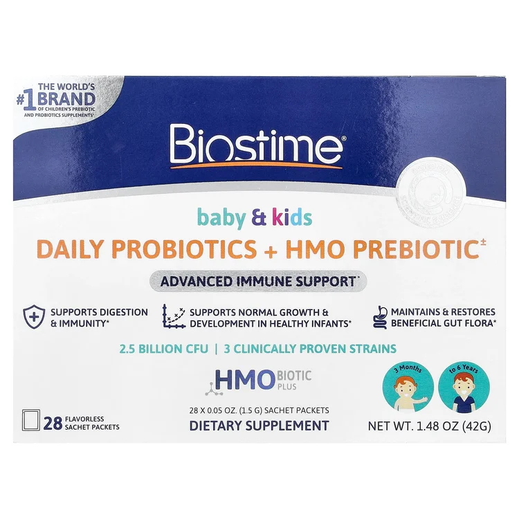 Baby & Kids, Daily Probiotics + HMO Prebiotic, 3 Months to 6 Years, Flavorless, 28 Sachet Packets, 0.05 oz (1.5 g) Each image 1