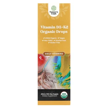 Organic Vitamin D3 + K2 Drops, Alcohol-Free, 60 ml