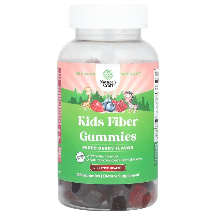 Kids Fiber Gummies, Sugar Free, Mixed Berry, 120 Gummies image 1
