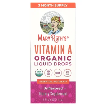 Organic Vitamin A Liquid Drops, Unflavored, 750 mcg, 1 fl oz (30 ml)