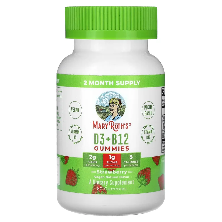 D3 + B12 Gummies, Strawberry, 60 Gummies image 1