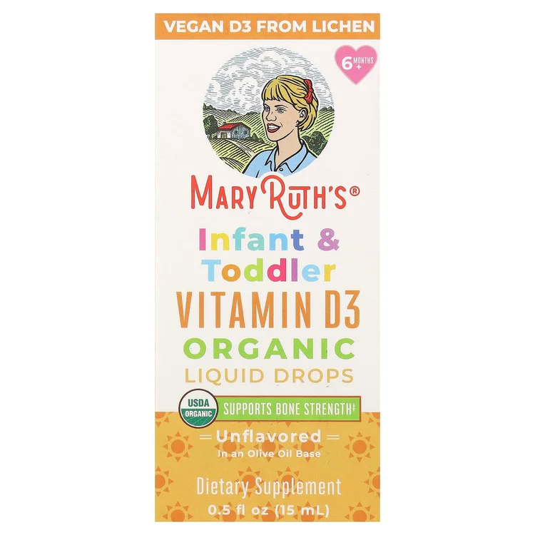 Organic Infant & Toddler Vitamin D3 Liquid Drops, 6 Months+, Unflavored, 0.5 fl oz (15 ml) image 1
