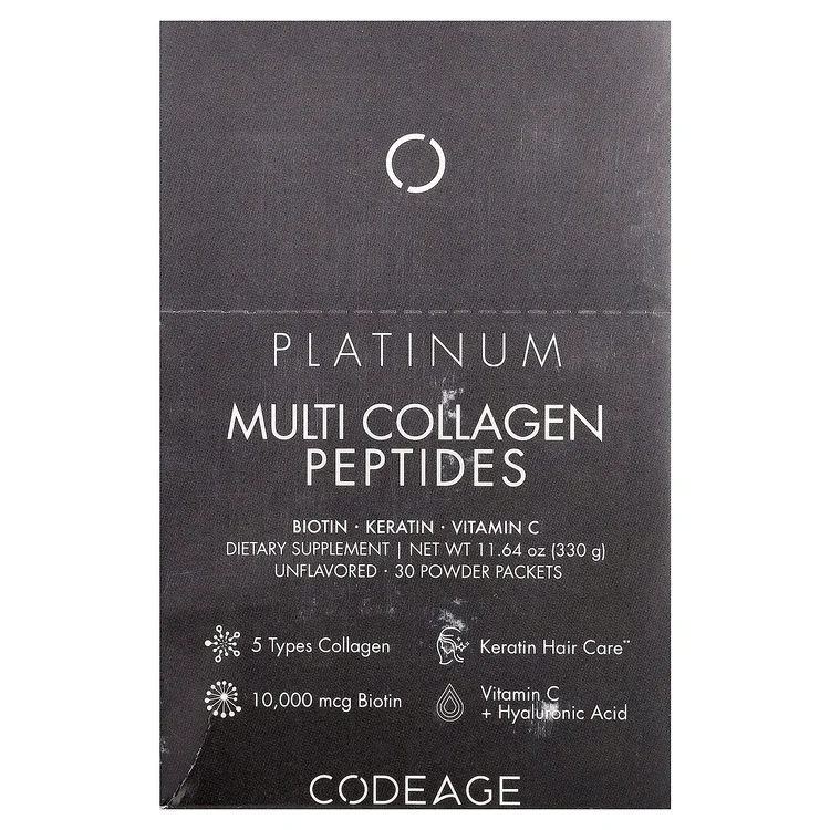 Multi Collagen Peptides, Platinum, Unflavored, 30 Packets, 0.38 oz (11 g) Each image 1