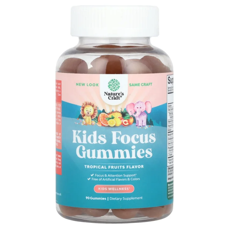 Kids Focus Gummies, Tropical Fruits, 90 Gummies image 1