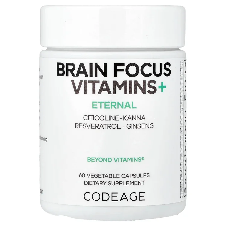 Eternal, Brain Focus Vitamins+, 60 Vegetable Capsules image 1