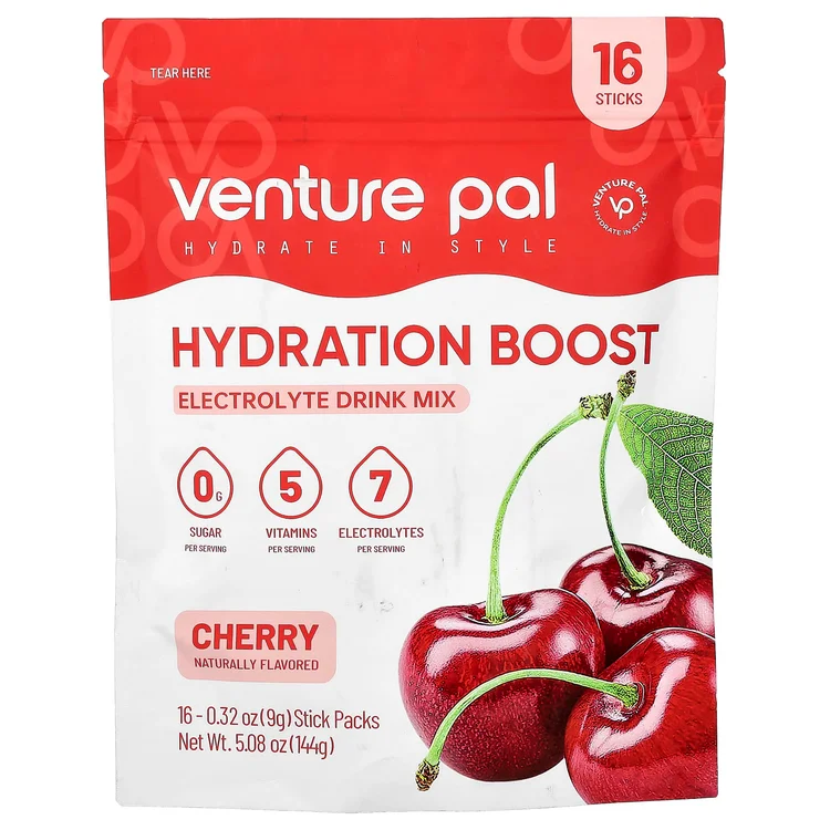 Hydration Boost, Electrolyte Drink Mix, Cherry, 16 Sticks, 0.32 oz (9 g) Each image 1