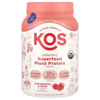 Organic Superfood Plant Protein Powder, Strawberries & Cream, 2.34 lb (1,064 g)