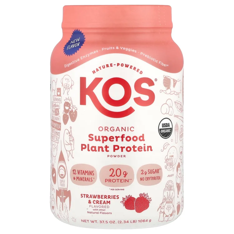 Organic Superfood Plant Protein Powder, Strawberries & Cream, 2.34 lb (1,064 g) image 1